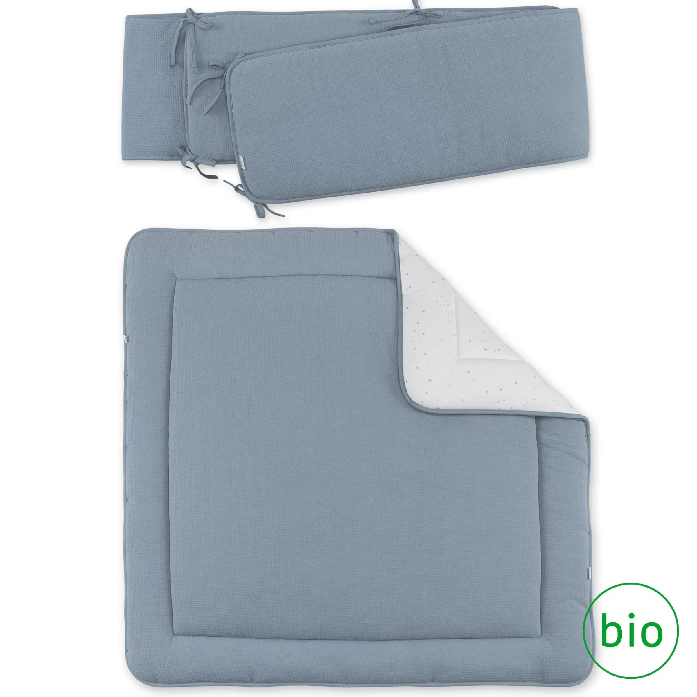 BEMINI Combo Krabbeldecke Und Nestchen Pady Waffle Bio + Jersey Bio 100X100Cm Wafle Stone Discount