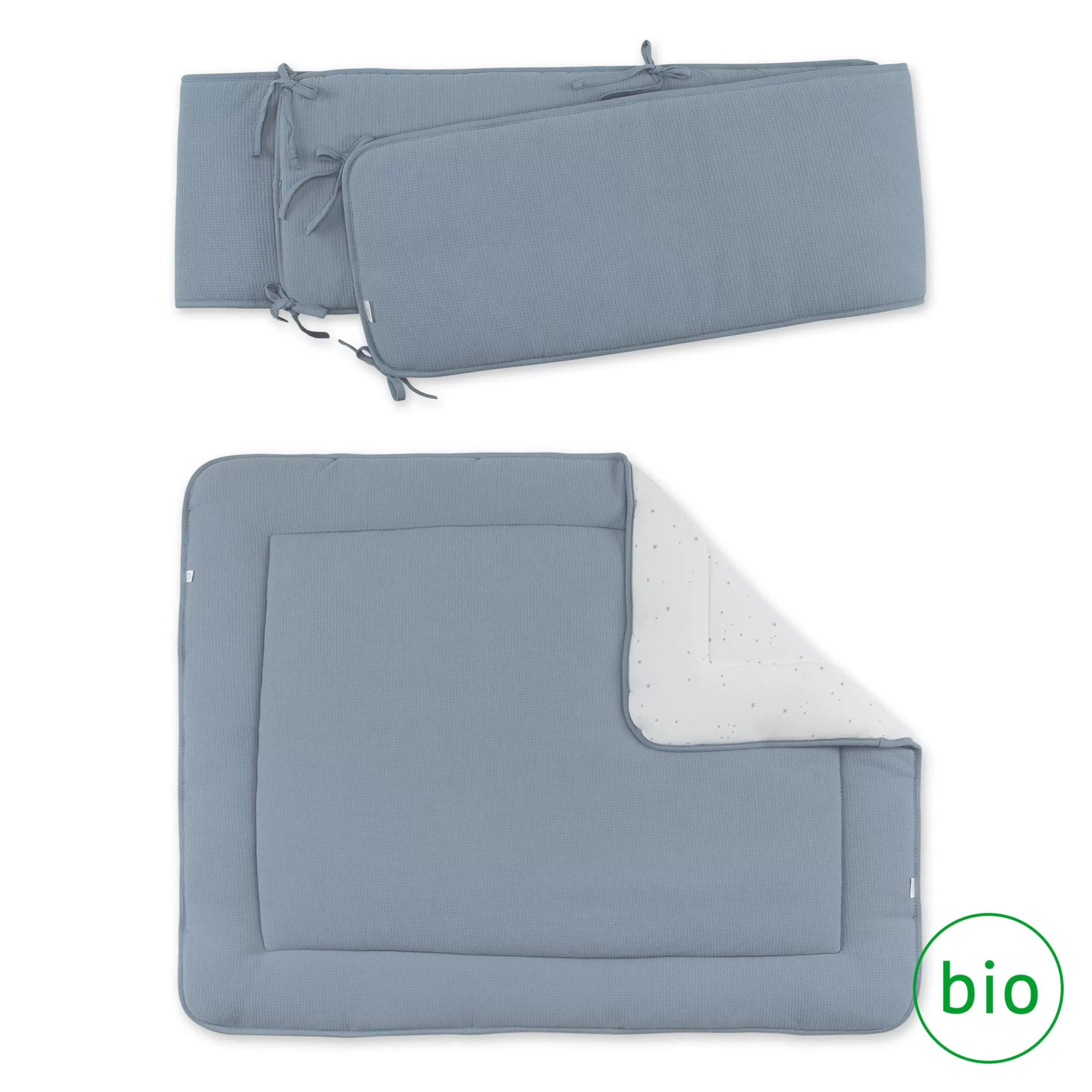 BEMINI Combo Krabbeldecke Und Nestchen Pady Waffle Bio + Jersey Bio 75X95Cm Wafle Stone Cheap