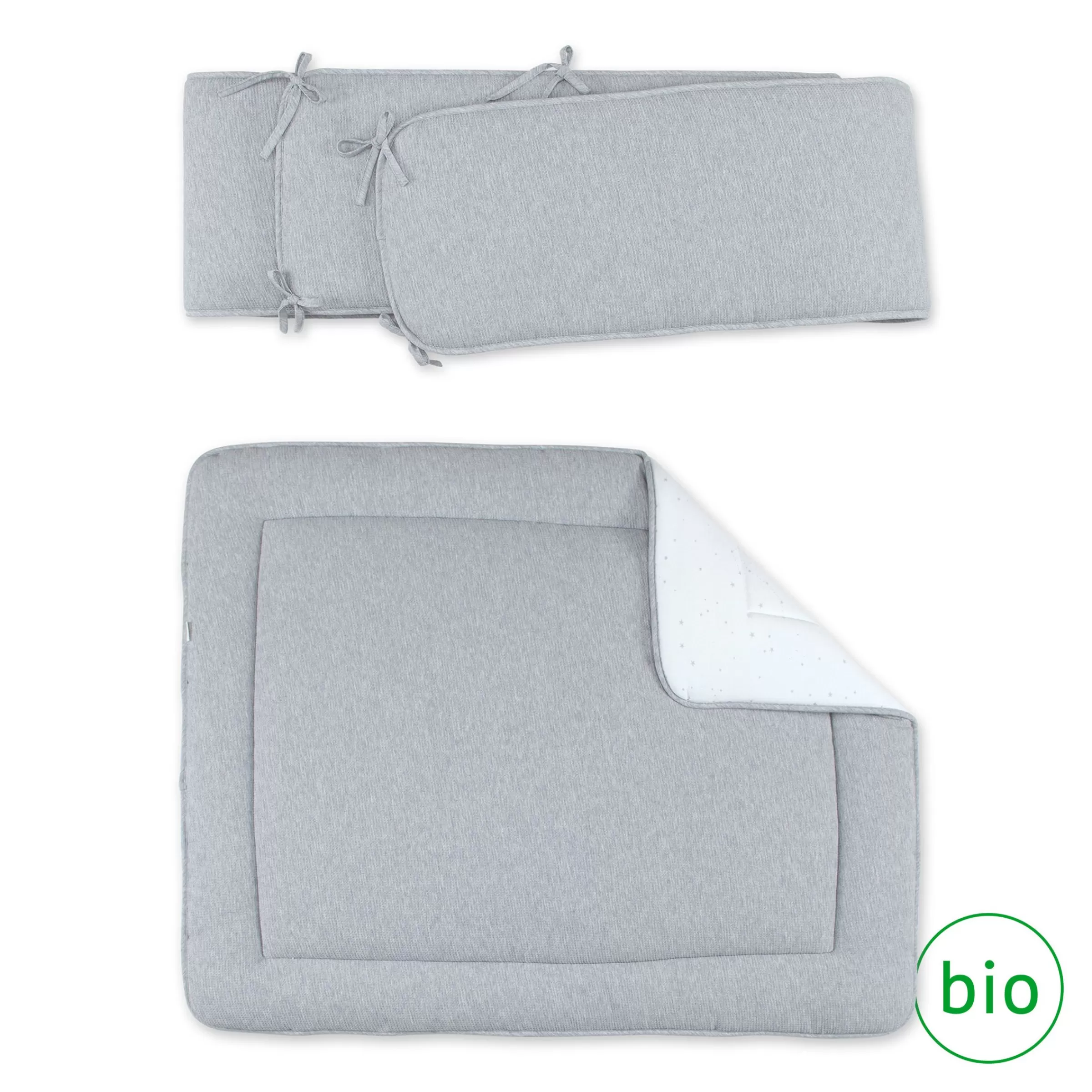 BEMINI Combo Krabbeldecke Und Nestchen Pady Waffle Bio + Jersey Bio 75X95Cm Wafle Mix Grey Flash Sale