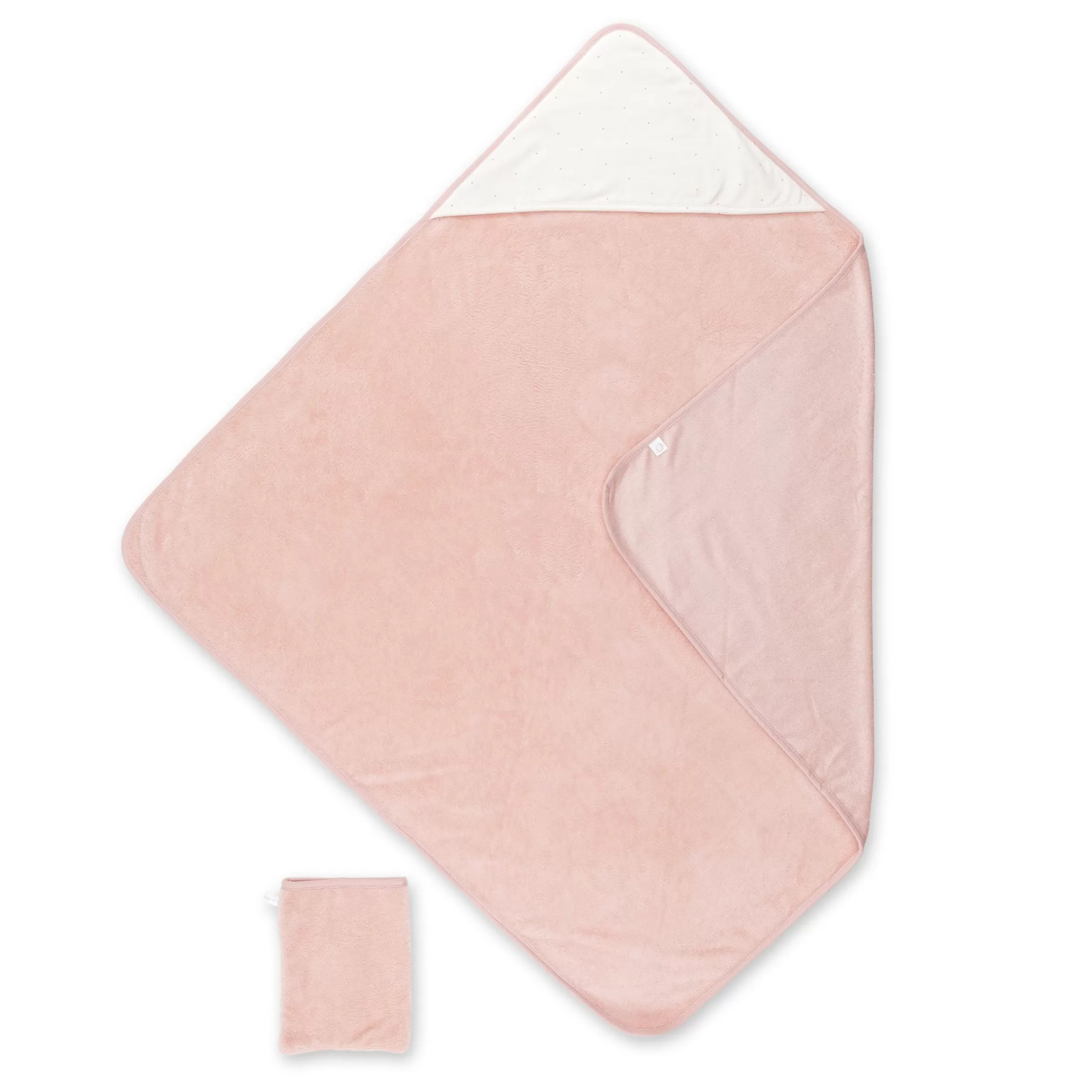 BEMINI Kapuzenbadetuch Bamboo 90X90Cm Choux Small Print Blush New