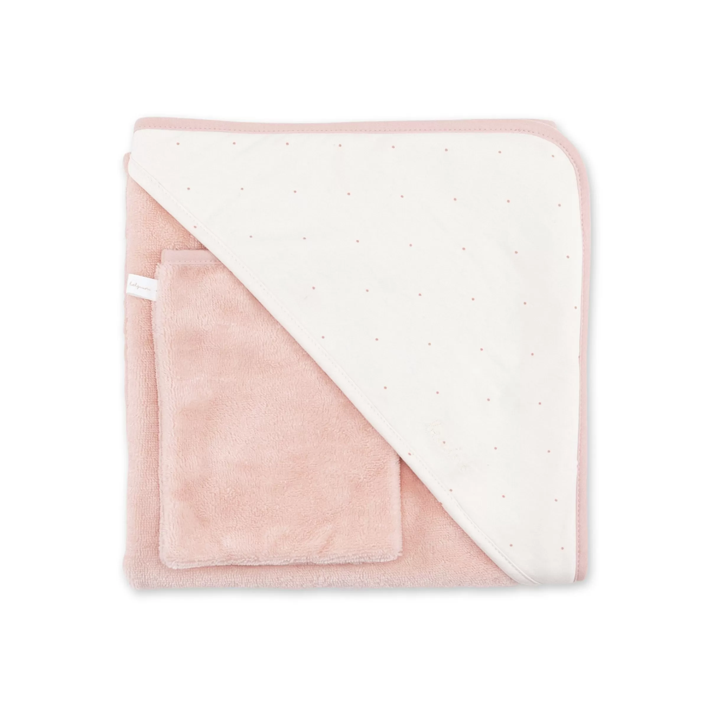 BEMINI Kapuzenbadetuch Bamboo 90X90Cm Choux Small Print Blush New