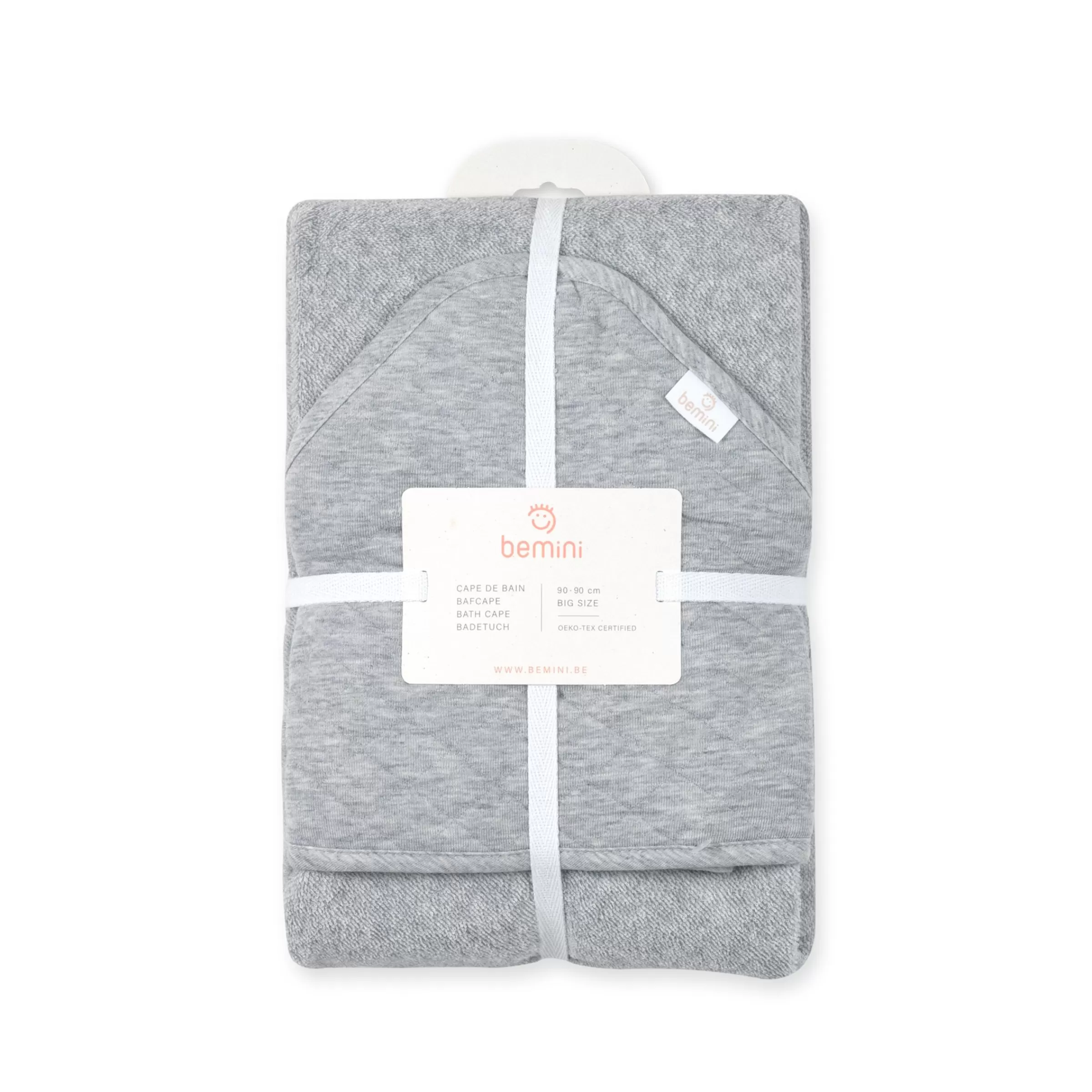 BEMINI Kapuzenbadetuch Terry 90X90Cm Quilt Mix Grey Best