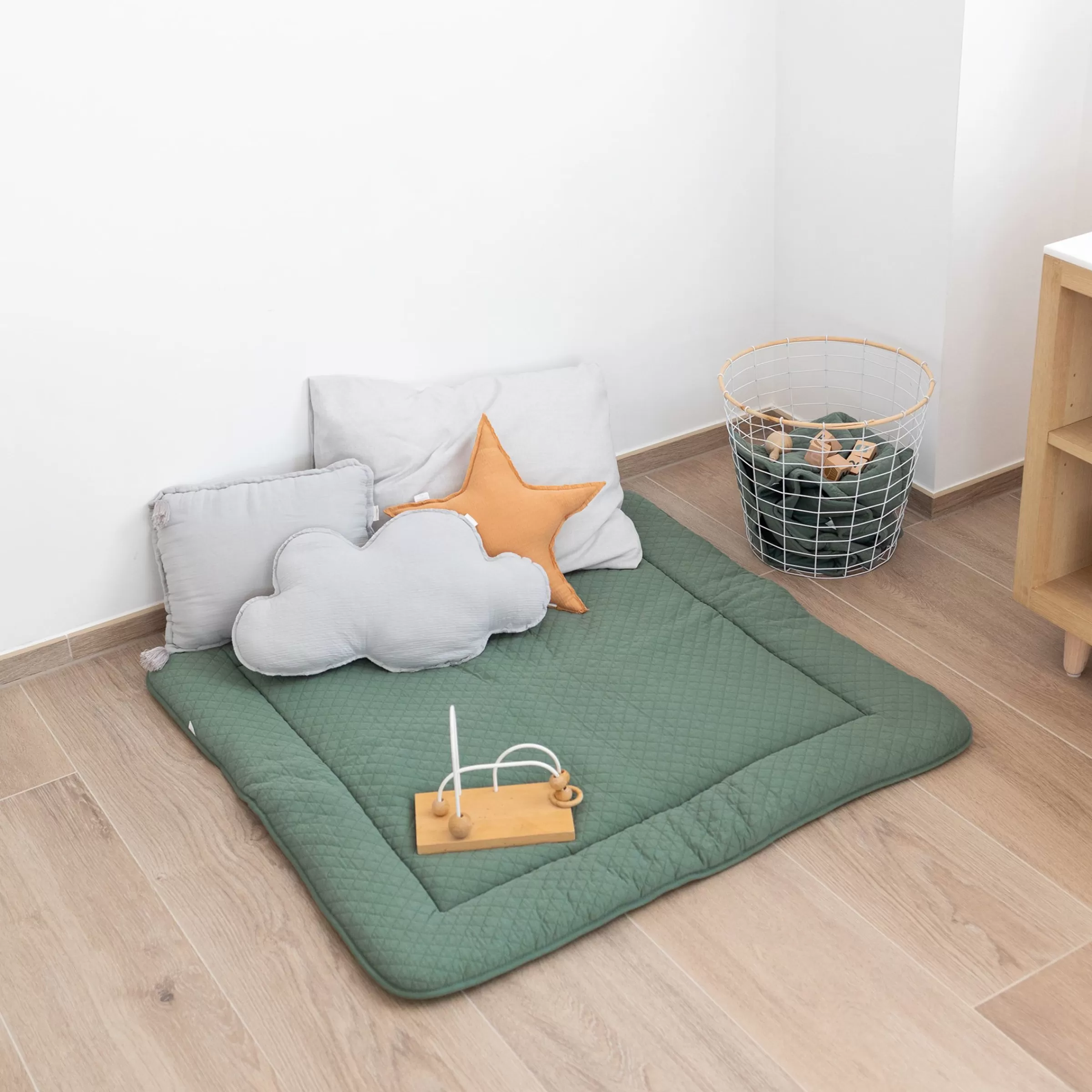 BEMINI Laufstalleinlage Krabbeldecke Pady Quilted Jersey 100X100Cm Quilt Green Discount