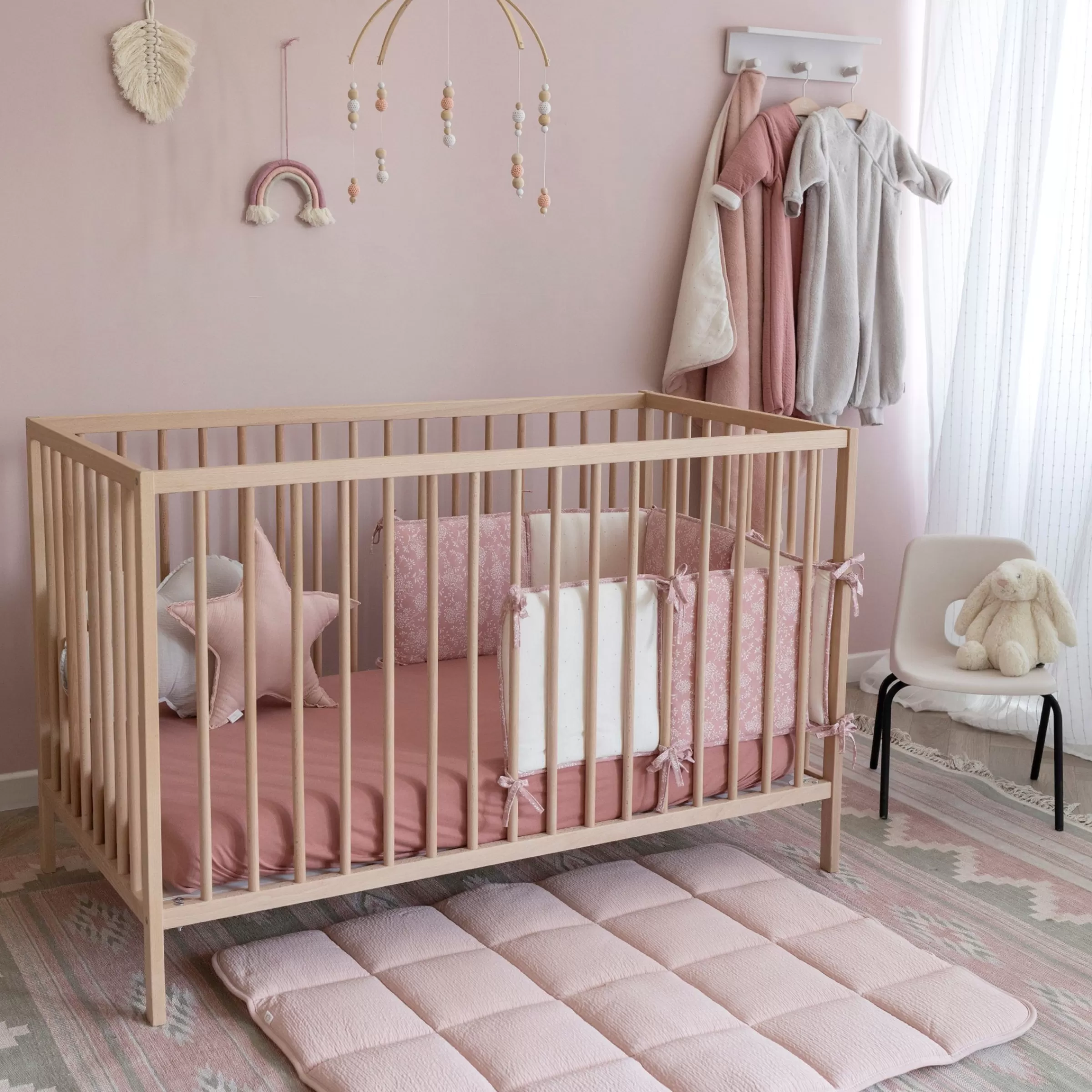 BEMINI Laufstalleinlage Krabbeldecke Pady Tetra Jersey + Jersey 100X100Cm Cadum Blush New